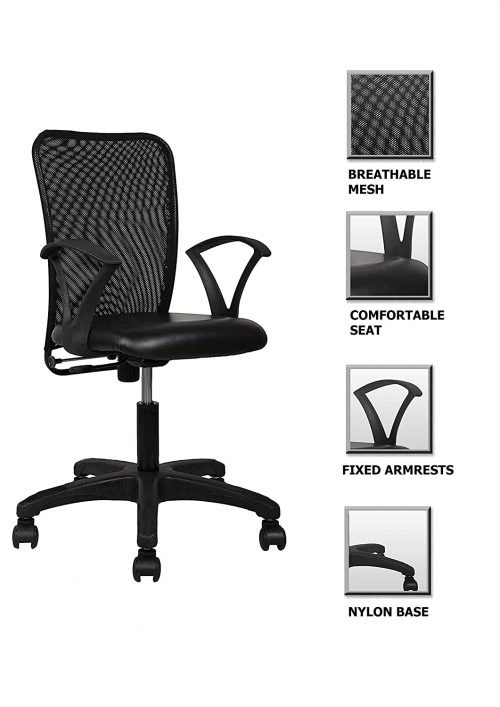 NGFC Revolving Black 480 x 510 x 930 mm Mesh Office Chairs_1