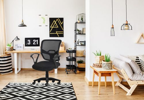 NGFC Revolving Black 450 x 480 x 900 mm Nylon Office Chairs_4