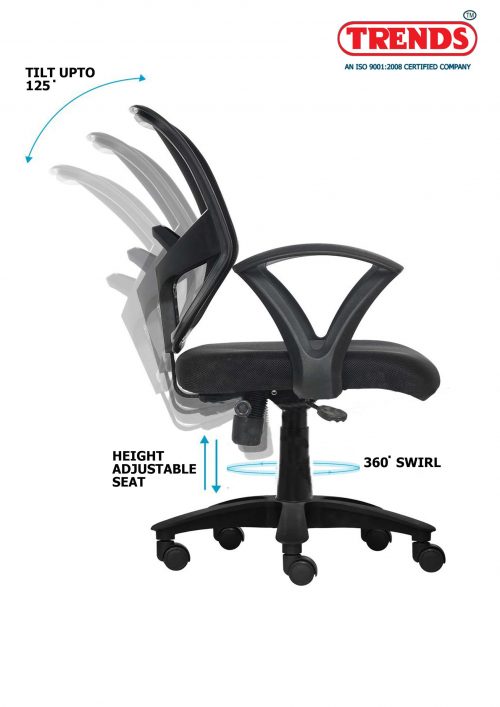 NGFC Revolving Black 450 x 480 x 900 mm Nylon Office Chairs_2