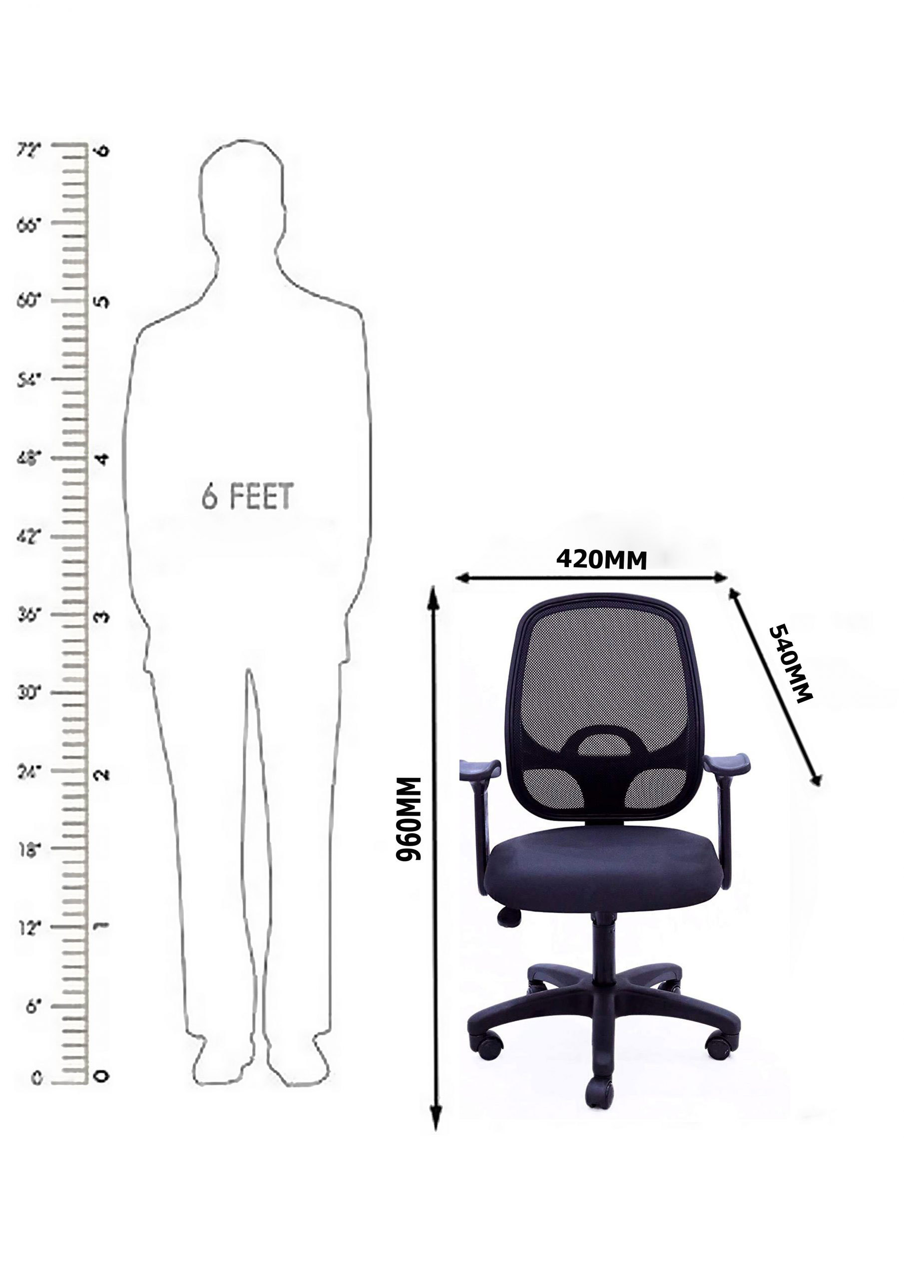 NGFC Revolving Black 570 x 570 x 900 mm Fabric, Nylon Plastic Office Chairs_2