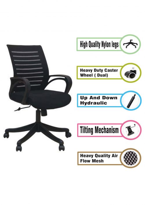 NGFC Revolving Black 420 x 510 x 900 mm Fabric, Mesh, Plastic Office Chairs_2