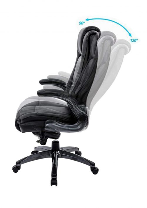 NGFC Revolving Chair Black 540 x 570 x 1170 mm Luxurious Bonded Leather Office Chairs_2