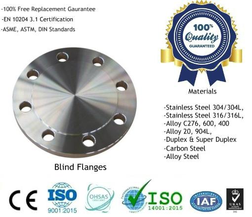 STANLEY ALLOYS MS, SS, CS, Al, Copper Alloys Blind Flanges 900 mm RF/PE/FF/S.W/SORF/SOFF_1