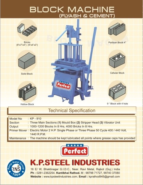 Perfect Concrete Block Making Machine KP-910 1000-1200 Blocks in 8 hrs_1