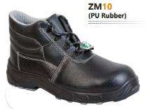 Zain ZM10 (PU RUBBER) Buff Grain Barton Leather Steel Toe Safety Shoes Black_0