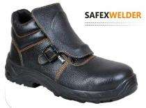 Zain SAFEXWELDER Buff Grain Barton Leather Steel Toe Safety Shoes Black_0