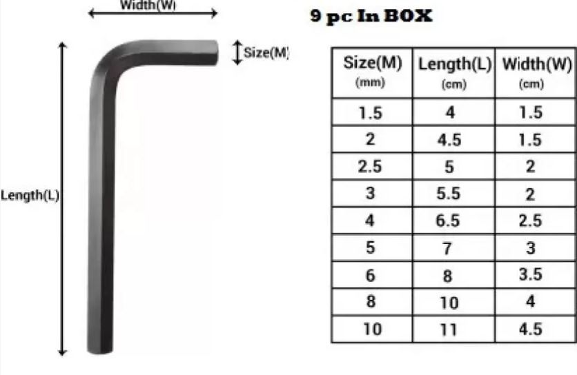 TVS 1.5 - 10 mm L Shape Allen Keys 4 - 11 mm 1.5 - 4.5 mm_2