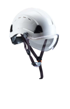 Udyogi Polycarbonate White Chin Strap Safety Helmets LIGHT ON (ES)_0