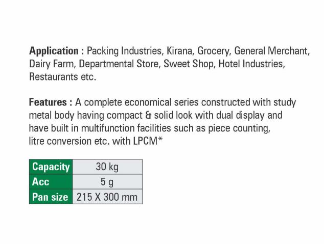 VIJEN DIGI Table Top Electronic Weighing Scale 30 kg JNST Deluxe Back Display Model_1