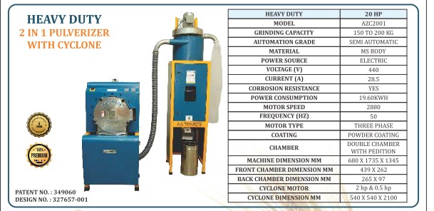 AATOMIZE 20 kWh Semi Automatic Pulverizer AZC2001 150 - 200 kg_1