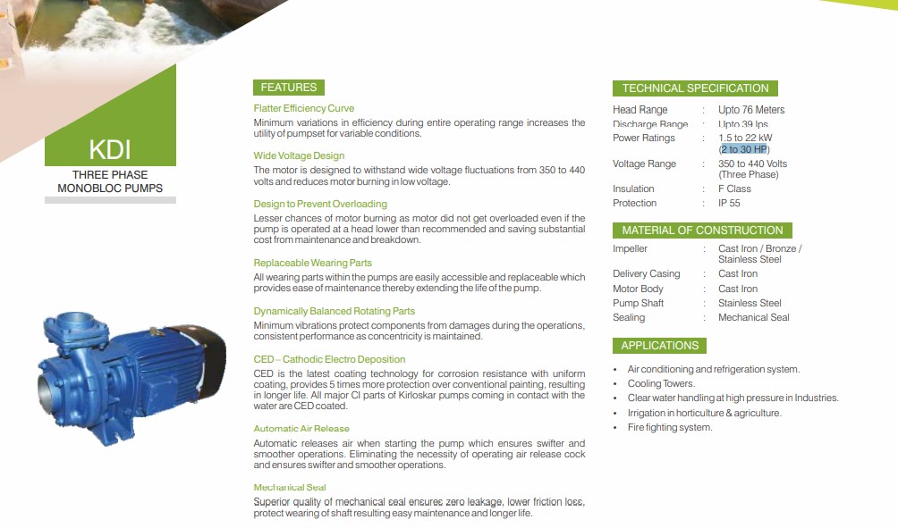 Kirloskar KDI 30 hp 2880 rpm Monoblock Pumps_1