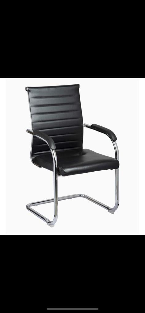 Waiting Black 590 x 1000 x 590 mm Leather and Stainless Steel Office Chairs_1