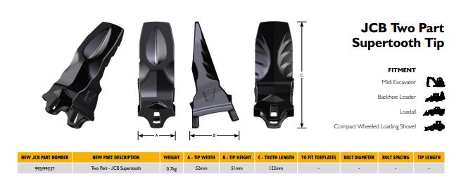 JCB JCB 3DX Backhoe Loader Bucket Tooth 993/99537_1
