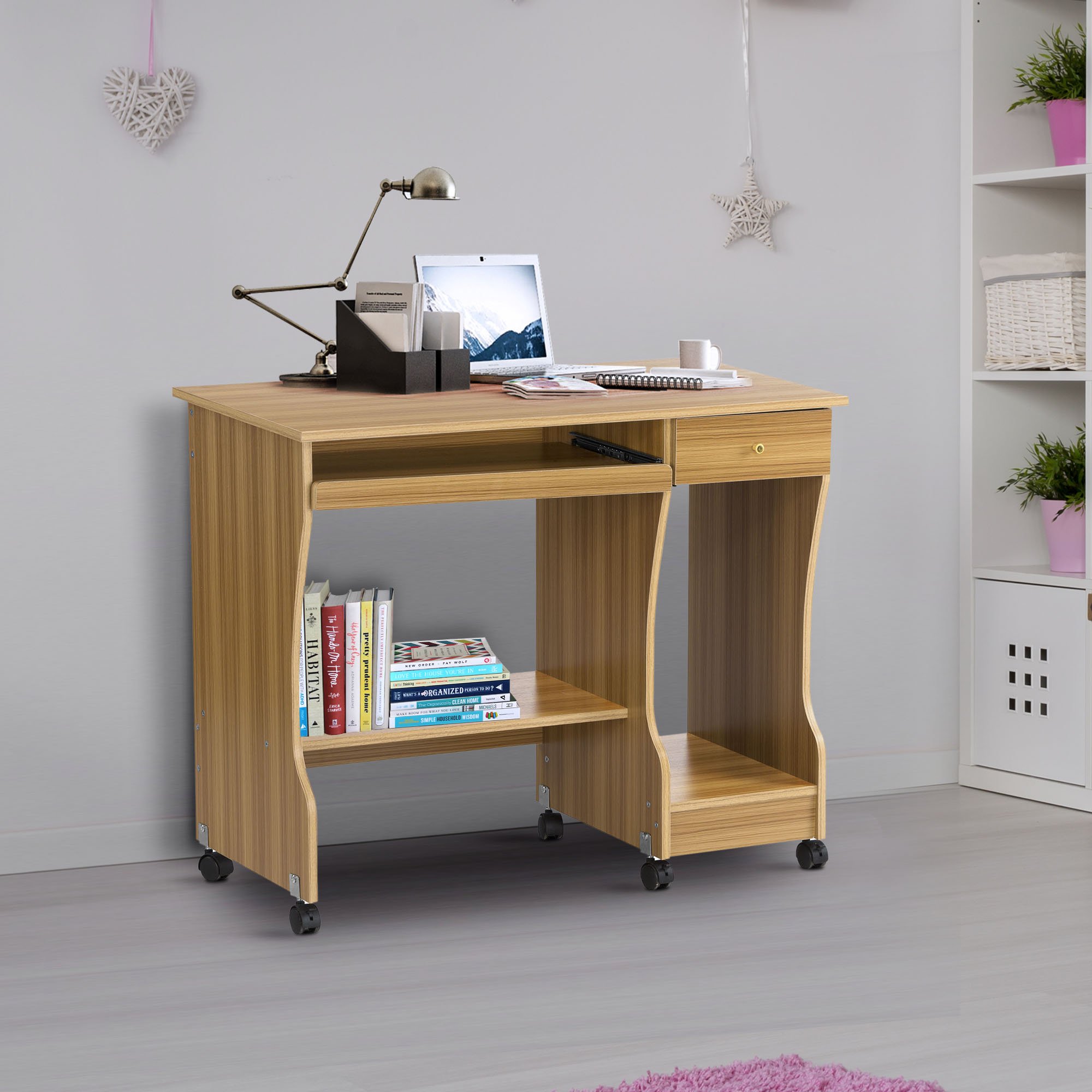 Computer Office Tables Teak Engineered Wood_1