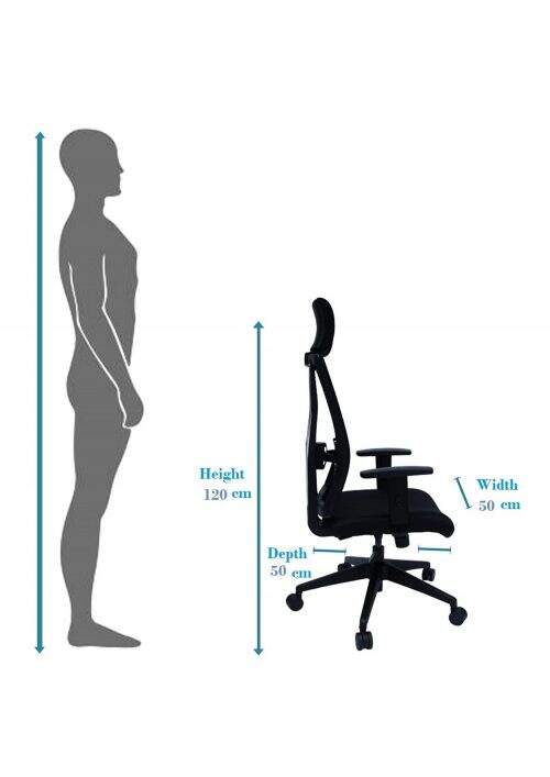 Revolving Black 500 x 500 x 1200 mm Nylon Office Chairs_3