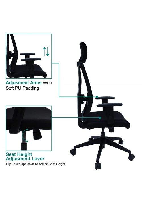 Revolving Black 500 x 500 x 1200 mm Nylon Office Chairs_2