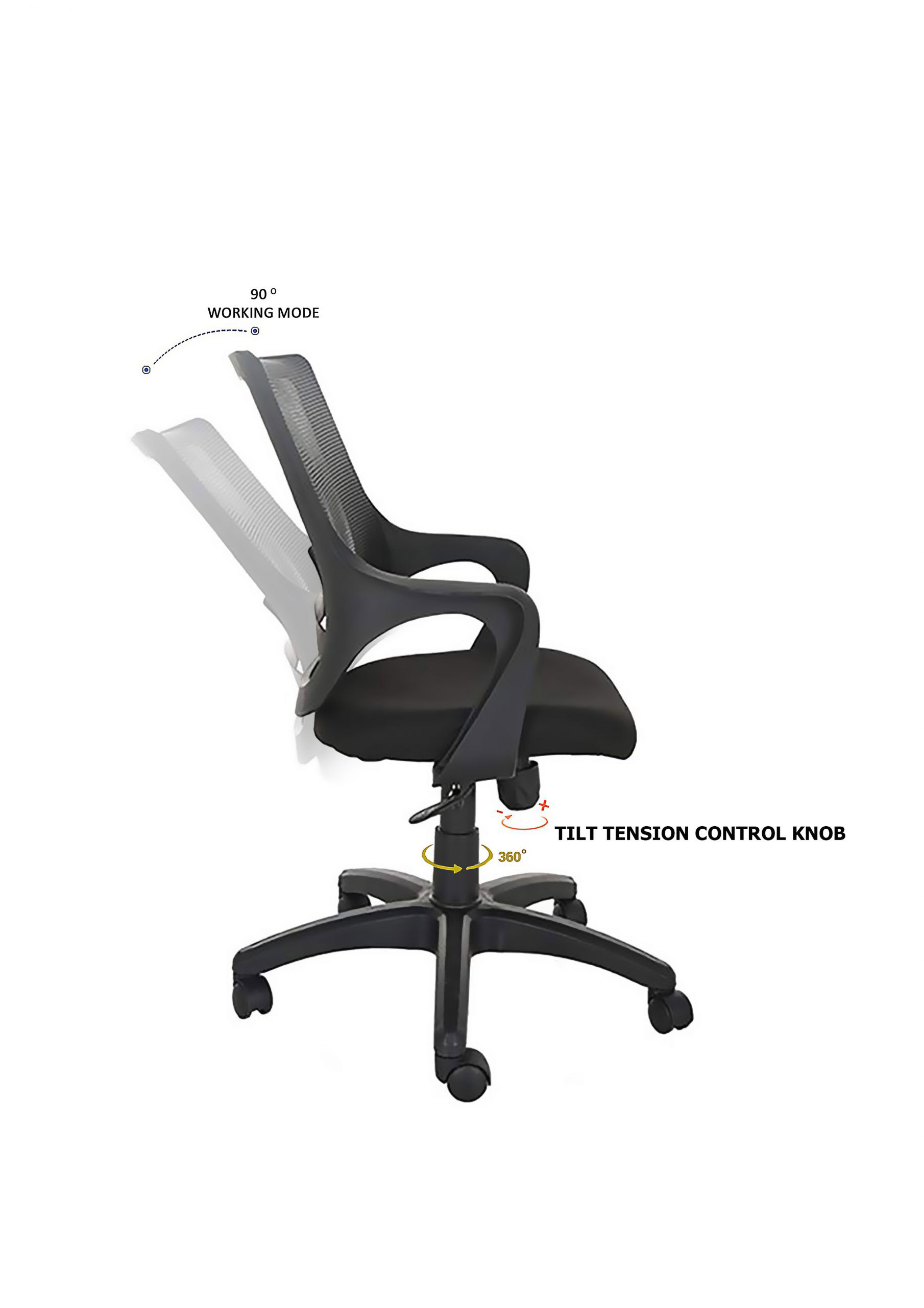 Revolving Black 390 x 510 x 900 mm Nylon Office Chairs_1