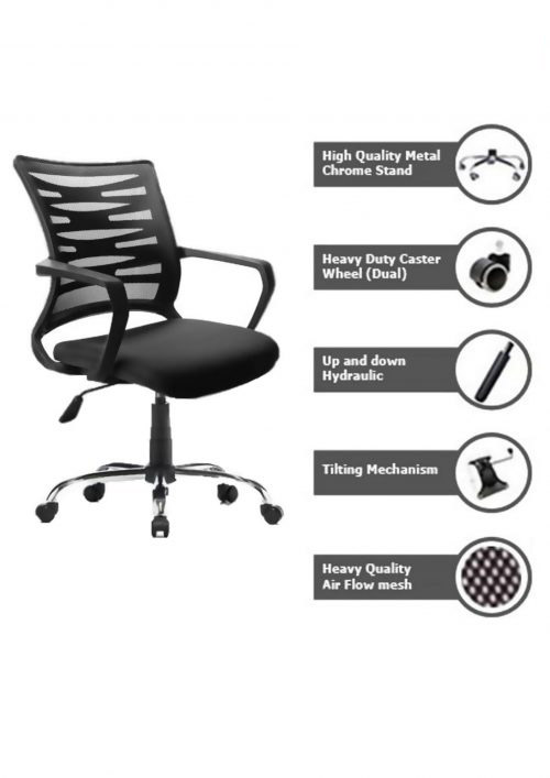 Revolving Black 510 x 570 x 990 mm Polypropylene Plastic Office Chairs_3