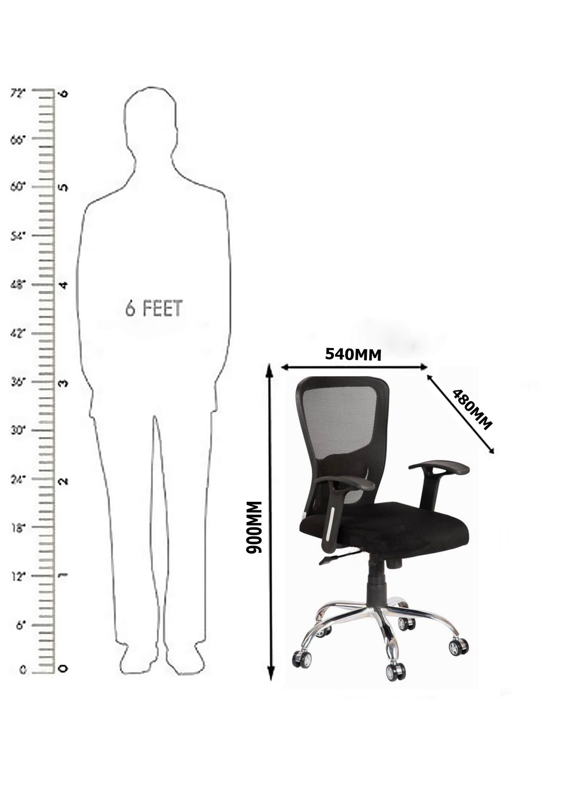 Revolving Black 540 x 480 x 900 mm Plastic Office Chairs_3