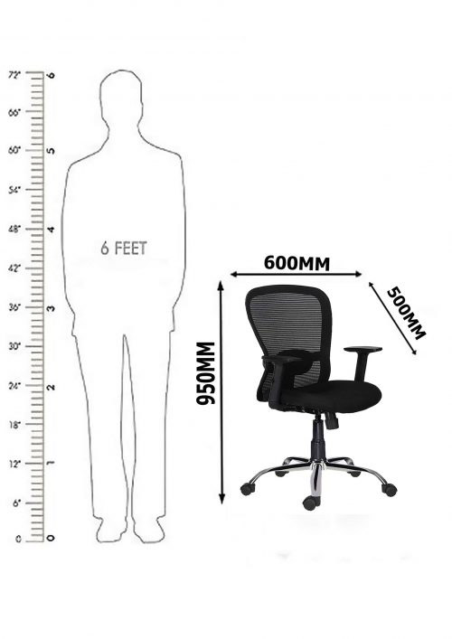 Revolving Black 600 x 500 x 950 mm Breathable Mesh Office Chairs_3