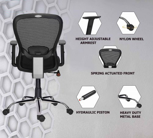 Revolving Black 600 x 500 x 950 mm Breathable Mesh Office Chairs_1