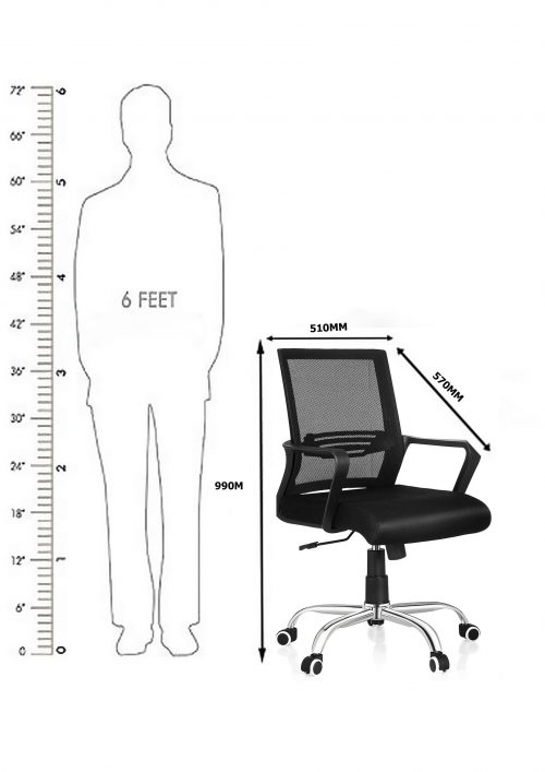 Revolving Chair Black 510 x 570 x 990 mm PolyPlastic Office Chairs_3