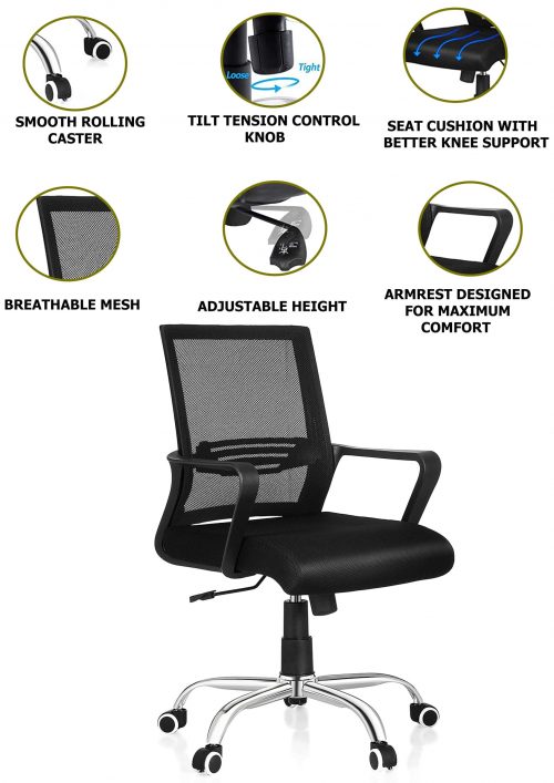 Revolving Chair Black 510 x 570 x 990 mm PolyPlastic Office Chairs_1