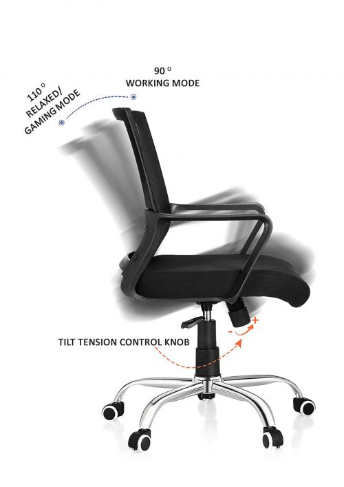 Revolving Chair Black 510 x 570 x 990 mm PolyPlastic Office Chairs_2