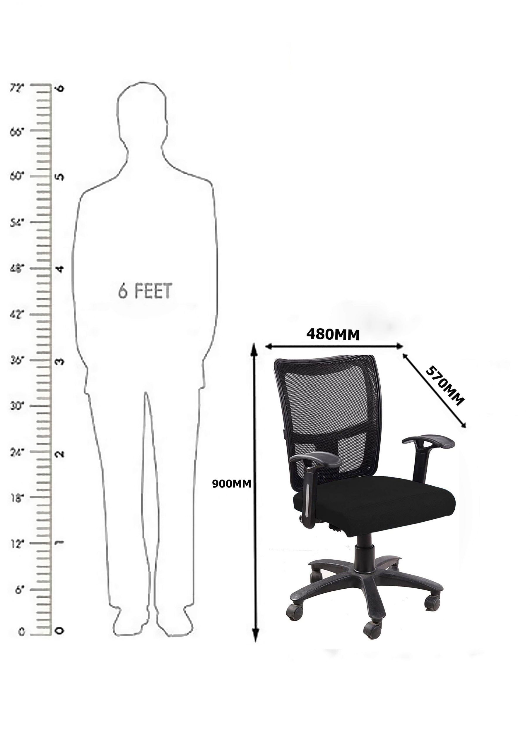 Revolving Black 480 x 570 x 900 mm Plastic Office Chairs_3