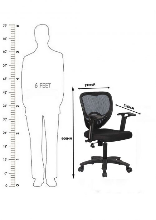 Revolving Black 570 x 570 x 900 mm Mesh Office Chairs_3