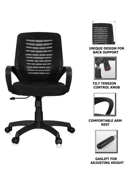 Revolving Black 510 x 570 x 990 mm Polyplastic Office Chairs_1