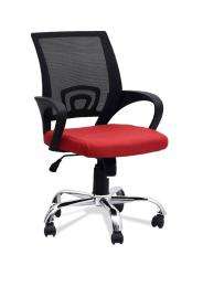Revolving Black and Red 420 x 480 x 900 mm Silver Coated Steel Base Office Chairs_0