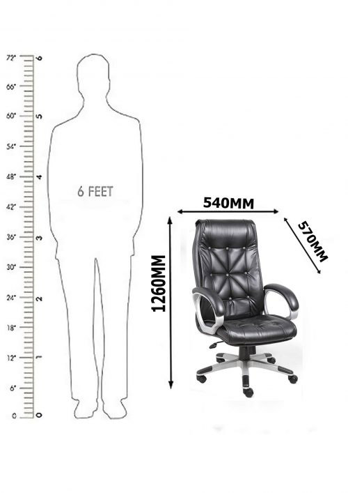 Revolving Black 540 x 570 x 1260 mm Luxurious Bonded Leather Office Chairs_2