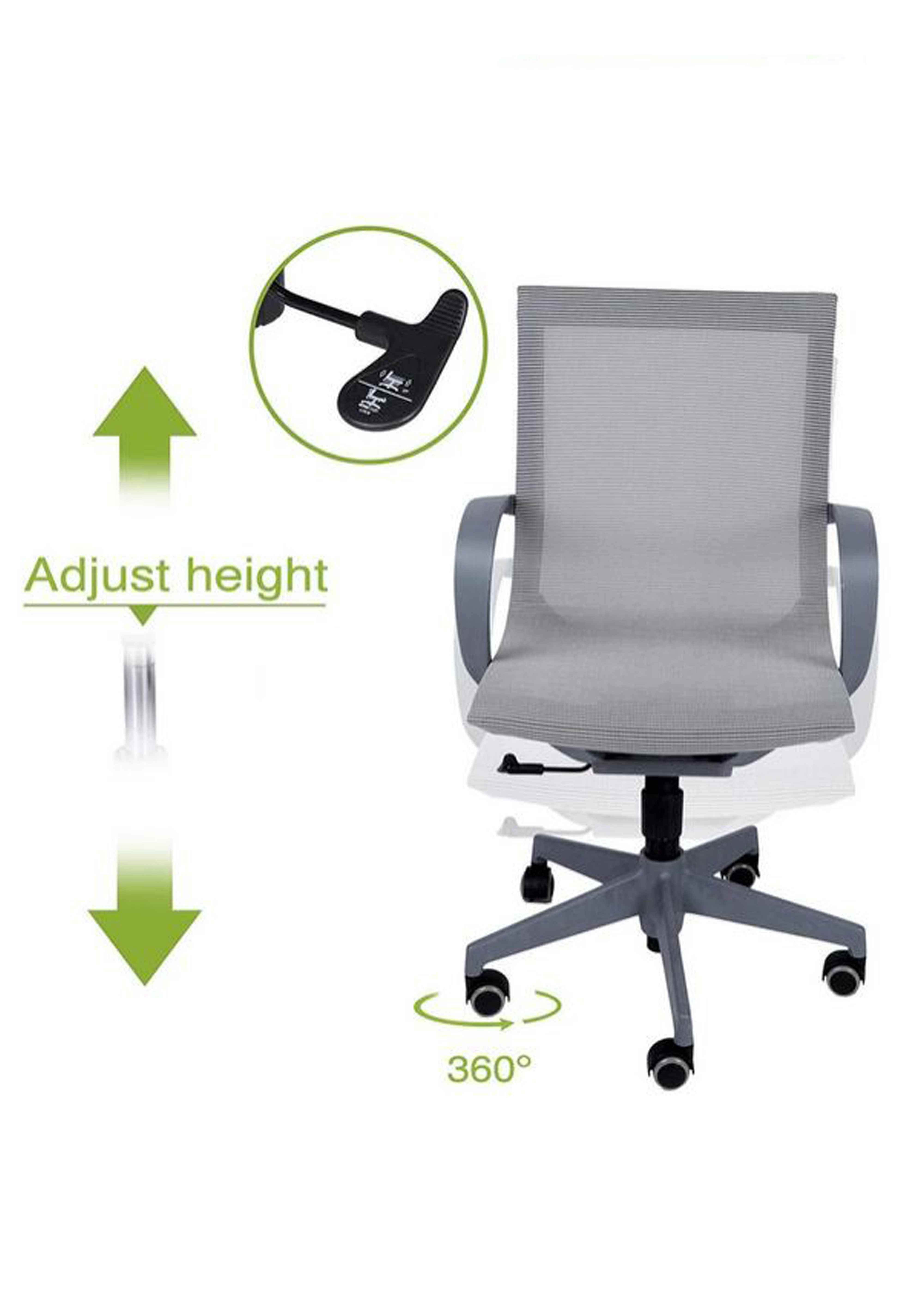 Revolving Grey 450 x 500 x 1080 mm Plastic, Mesh Office Chairs_1