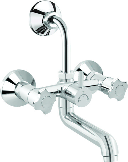 Bright Chrome Finish 2 in 1 Wall Mixer Faucet Lotus LO14_0