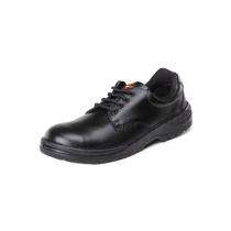 Synthetic Leather Plain Toe Safety Shoes Black_0