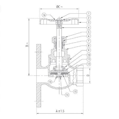 Zoloto 1/2 - 2 inch Manual Bronze Globe Valves Inlet Side Flanged BS 10 1004_1