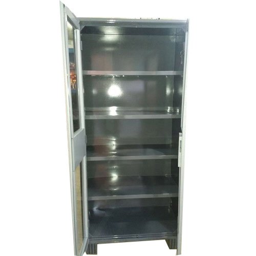 Glass Door Book Shelf Steel, Metal Bookshelf_1