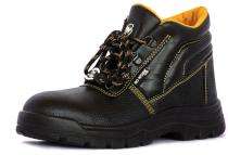 GO WORK Antrix High Smooth Leather Steel Toe Safety Shoes Black_0