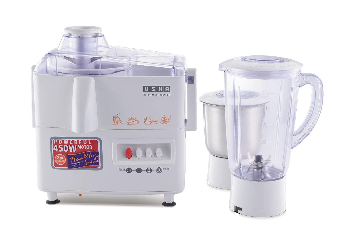 Usha 3345 Mixer Grinder 450 W 2 Jar White_2