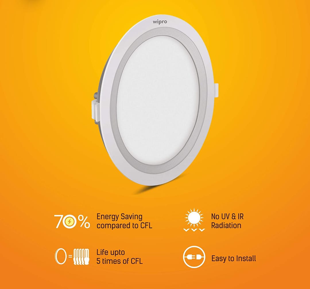 Wipro 15 W Round Cool White 150 mm LED Panel Lights Recessed Mounted_1