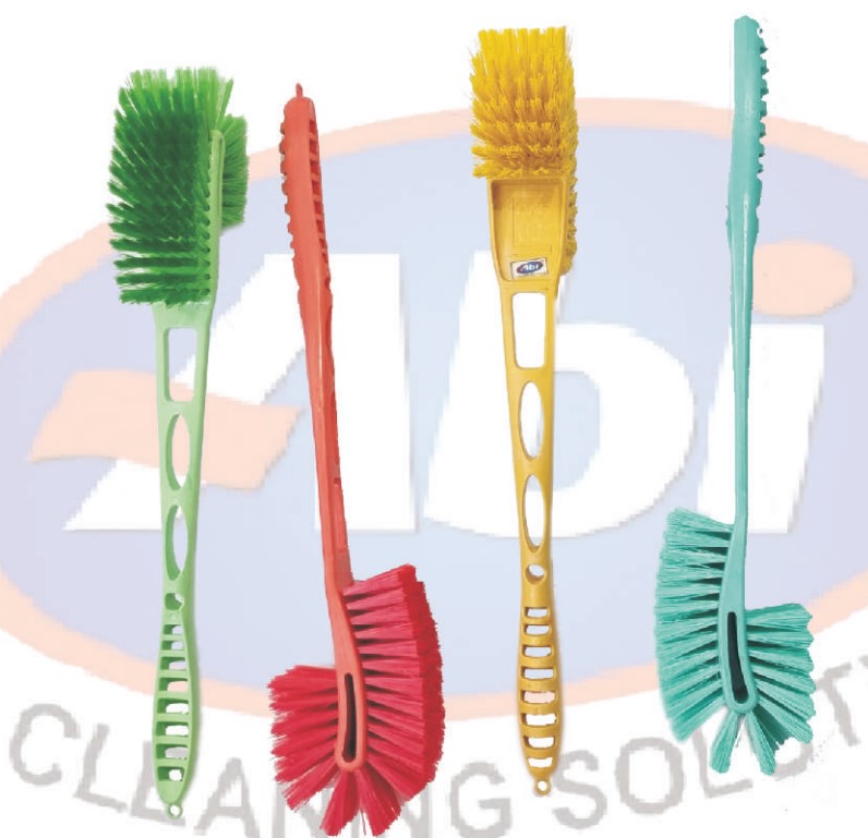 Abi Filament PET Long Life Milky Toilet Cleaning Brush Plastic Handle Bell Green, Booth Red, Yellow_0