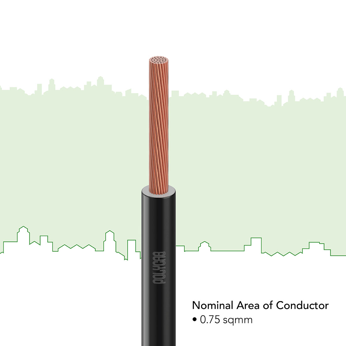 Polycab 0.75 sqmm Stranded Electric Wire Black 90 m_1