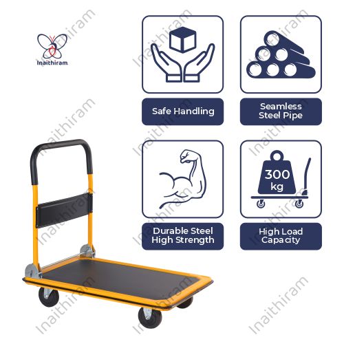 INAITHIRAM 4 Wheel Platform Trolley 300 kg_2