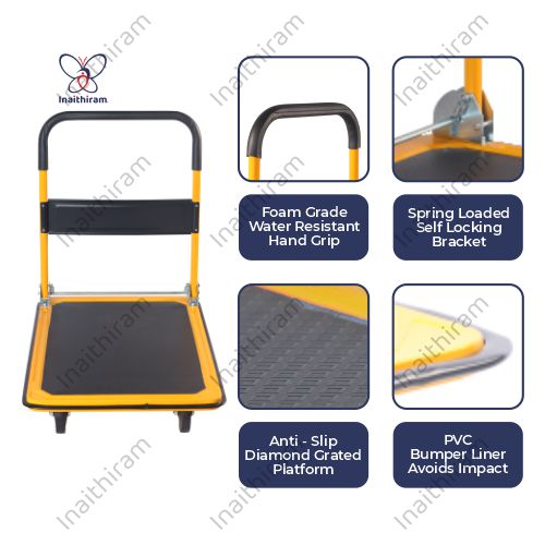 INAITHIRAM 4 Wheel Platform Trolley 300 kg_3