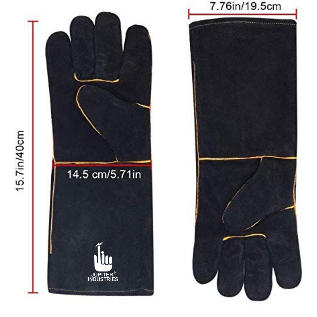 Jupiter Industries Heavy Duty Leather Safety Gloves Black Winter Standard_3