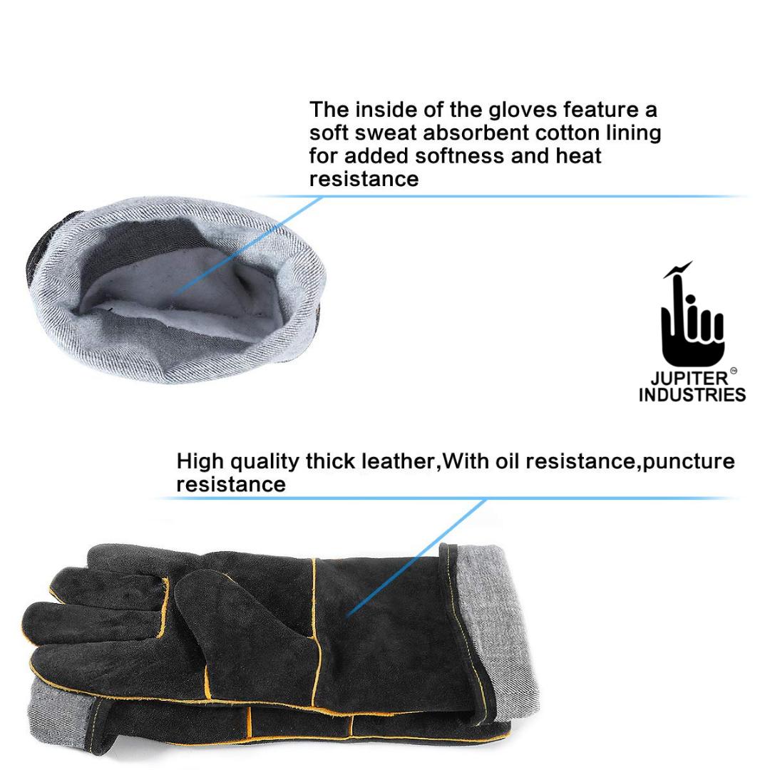 Jupiter Industries Heavy Duty Leather Safety Gloves Black Winter Standard_4