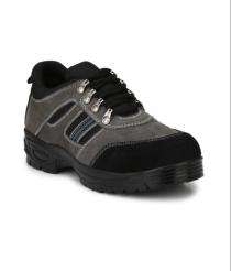 004 Real Leather Steel Toe Safety Shoes Black and Grey_0