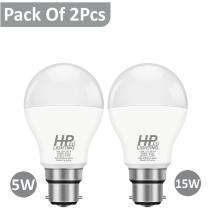 HP LED LIGHTING 5, 15 W Cool White B22 2 piece LED Bulbs_0