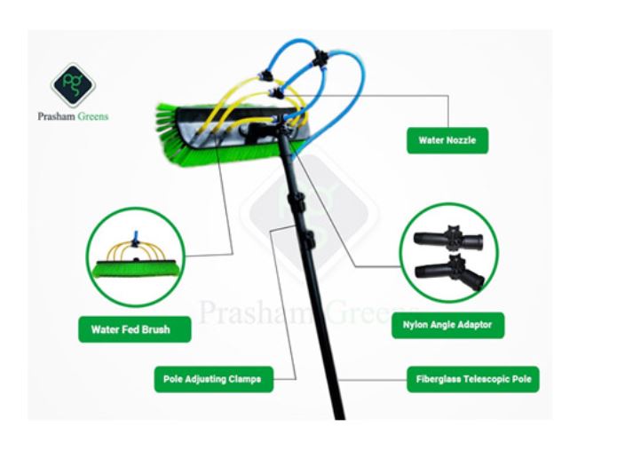 Prasham Green Soft Nylon Waterfed Pole Cleaning Brush Fiberglass Handle Black_1